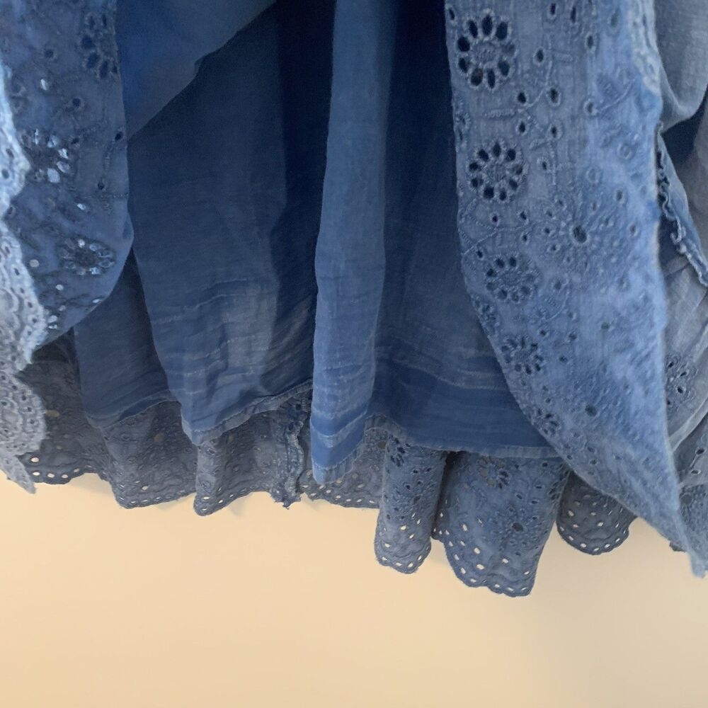 Tolani Chambray Maxi Dress Peasant Blouse Tassel Eyelet Detail - Large - Picture 7 of 16